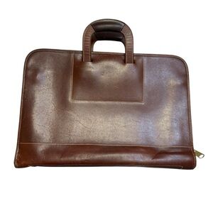 Michael bianco Vintage Leather Briefcase Portfolio Attache Case Brown USA